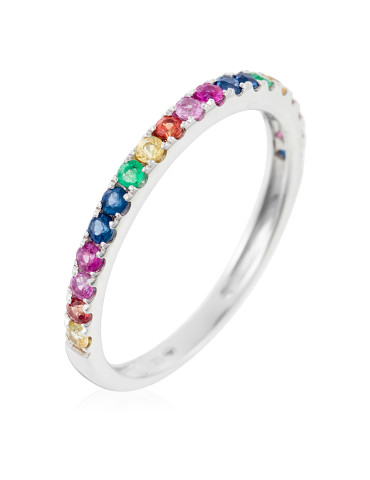 Bague "Colorful love" E0,04/2 R0,08/3 S0,13/5 OS0,06/3 PS0,08/3 YS0,07/2 Or Blanc 375/1000