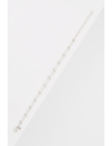 Bracelet Double chaîne boules en Or blanc 375/1000